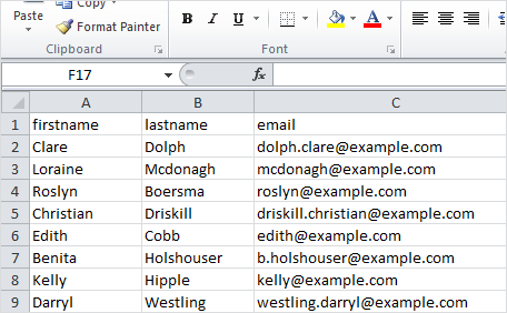 Sample Customer List